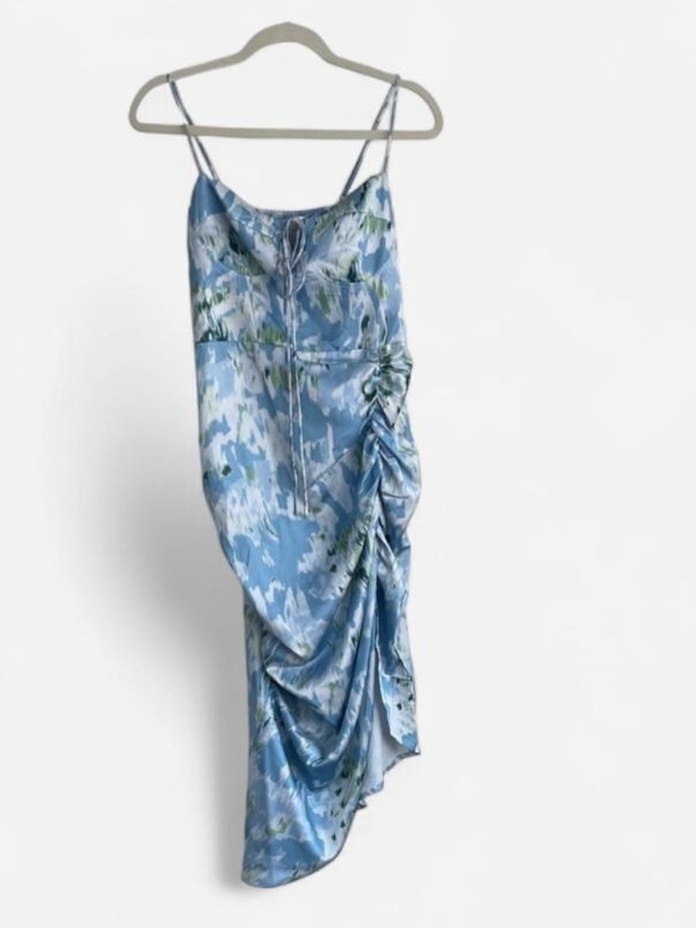 Cider Slip Dress Satin Corset Bustier Asymmetrical Summer Sleeveless Dress Large